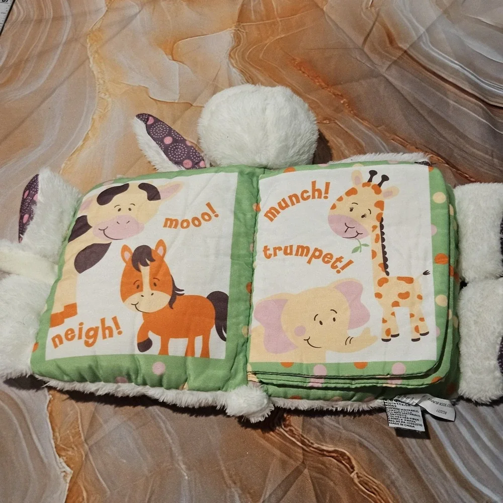 Baby Ganz Cuddly Book Bunny Plush Cloth Crinkle Activity Book BG3231